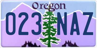 OR license plate 023NAZ