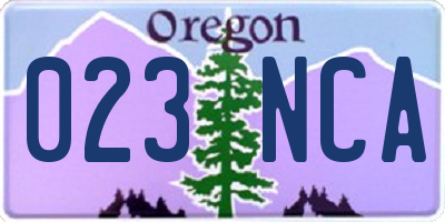 OR license plate 023NCA