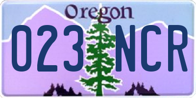 OR license plate 023NCR
