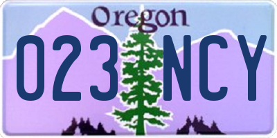 OR license plate 023NCY