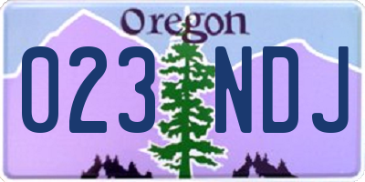 OR license plate 023NDJ