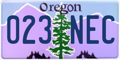 OR license plate 023NEC