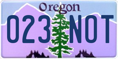 OR license plate 023NOT