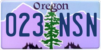 OR license plate 023NSN