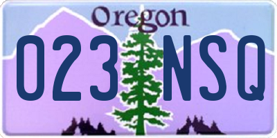 OR license plate 023NSQ