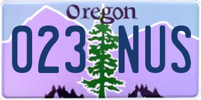 OR license plate 023NUS