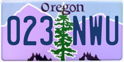 OR license plate 023NWU