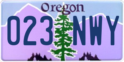 OR license plate 023NWY
