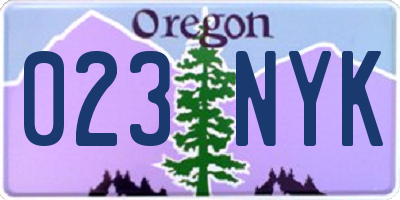 OR license plate 023NYK