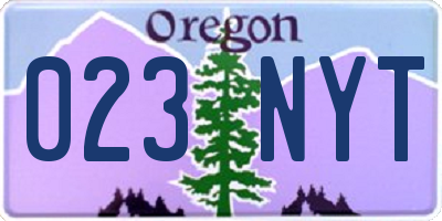 OR license plate 023NYT
