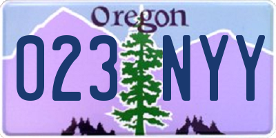 OR license plate 023NYY