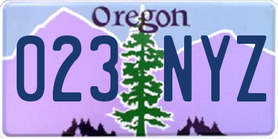 OR license plate 023NYZ