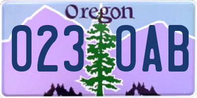 OR license plate 023OAB