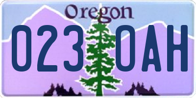 OR license plate 023OAH