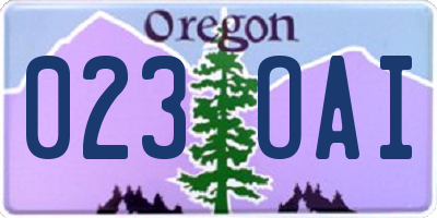 OR license plate 023OAI