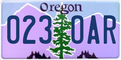 OR license plate 023OAR