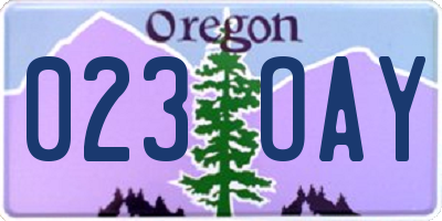 OR license plate 023OAY