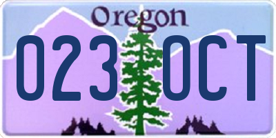 OR license plate 023OCT
