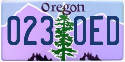 OR license plate 023OED