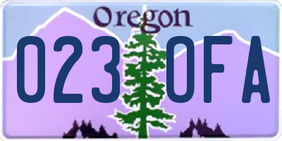 OR license plate 023OFA