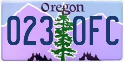 OR license plate 023OFC