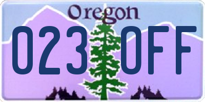OR license plate 023OFF