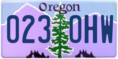 OR license plate 023OHW