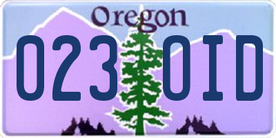 OR license plate 023OID