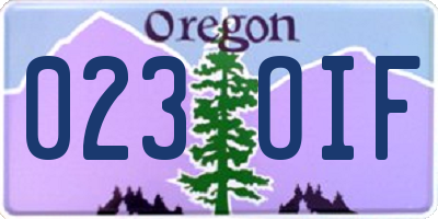 OR license plate 023OIF