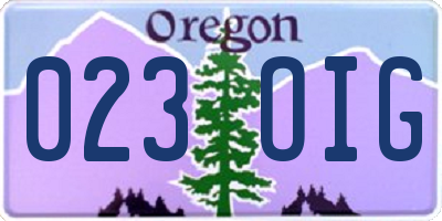 OR license plate 023OIG