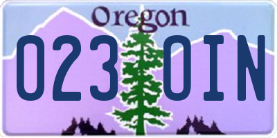 OR license plate 023OIN