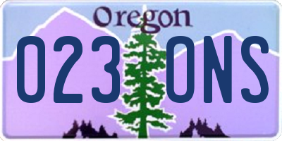OR license plate 023ONS