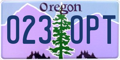 OR license plate 023OPT
