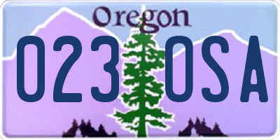 OR license plate 023OSA
