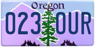 OR license plate 023OUR