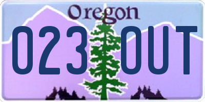 OR license plate 023OUT