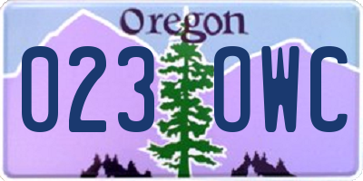OR license plate 023OWC
