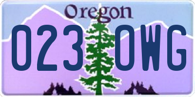 OR license plate 023OWG