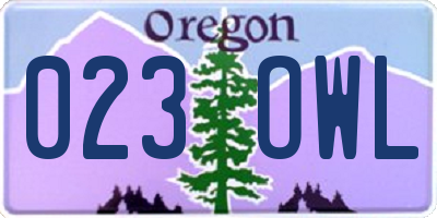 OR license plate 023OWL