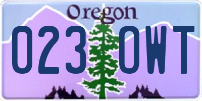 OR license plate 023OWT