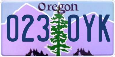 OR license plate 023OYK