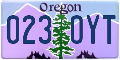 OR license plate 023OYT