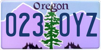 OR license plate 023OYZ