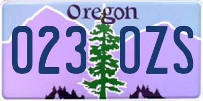 OR license plate 023OZS