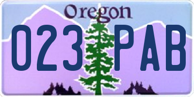 OR license plate 023PAB