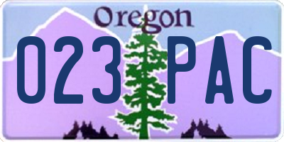 OR license plate 023PAC