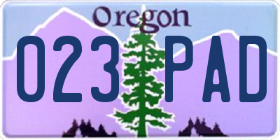 OR license plate 023PAD