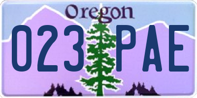 OR license plate 023PAE