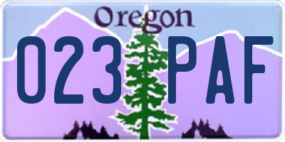 OR license plate 023PAF