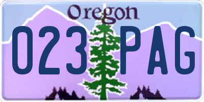 OR license plate 023PAG